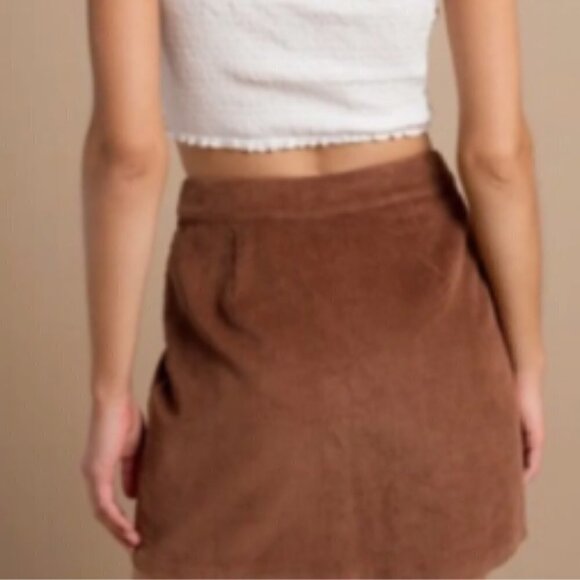 TOBI | Brown Corduroy Mini Skirt Snap Front Medium - Picture 2 of 7